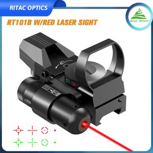 Reflex Rifle Scope 4 Reticle Red Green Dot Sight 1X22X33 with Red/Green laser sight four-point change point with 20mm Picatinny/Waver Rail System for Hunting & Shooting