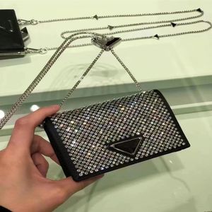 Evening Bags Designer kids triangle Rhinestone handbag 2022 girls metal chain crossbody bags children bling one shoulder bag A8469265J