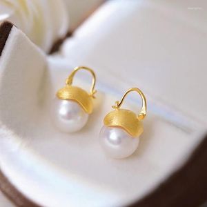 Brincos pendurados meibapj 10mm grandes pérolas redondas naturais moda simples gota diy 925 suporte de prata joias finas de casamento para mulheres