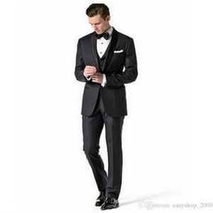 new style groom tuxedo black man shawl lapel man suit bride groom wedding dinner suit jacket pants vest3257