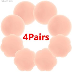 Breast Pad 4Pairs Women Invisible Nipple Cover Reusable Nipple Covers Charm Boob Tape Silicone Breast Sticker Pezon Woman Accesoires Q230914