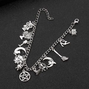 Punk Supernatural Magic Witchcraft Pendant Bracelet Antiquity Mystery Vintage Charm Jewelry Gothic Halloween Gift For Women Man Ba270Y