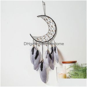 Annan heminredning National Moon Dream Catcher Feather Wall Hanging Decorations For Window Pendant Drop Delivery Garden DHHF0