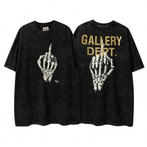 Galleries Dept Harajuku 23SS Spring Vintage Washed Letters Skull Handtryckt logotyp T -shirt Löst överdimensionerad Hip Hop Unisex Kort ärm Tees 04