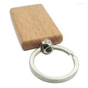 Keychains 36 Pcs Blank Wooden Key Chain Rectangle Tags Wood Ring For DIY Craft