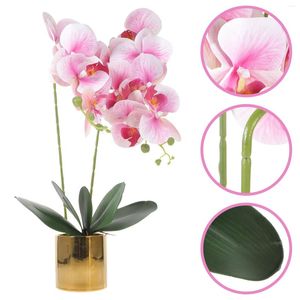 Dekoratif Çiçekler Orkide Yapay Çiçek Ekici Açık Bonsai Ev Ofis Düğün Partisi için Saksı