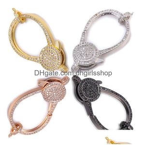 Fechos Ganchos Riversr Cz Micro Pave Lagosta Fecho Acessórios Branco Rosa Amarelo Arma Preto Cobre Zircão Pingente Colar Pulseira Conne Dh7Zy