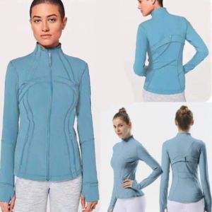 LL Lements Fitness Mulheres Yoga Outfit Jaqueta Esportiva Gola Alta Meia Zíper Manga Longa Camisa Apertada Yogas Ginásio Polegar Athtic Casaco Roupas de Ginástica lu-01