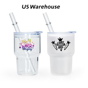 US Warehouse 3oz sublimation Frosted Clear Shot Glass Wine Tumblers Water Bottle With Lock och halm Drinking Glasses Z11