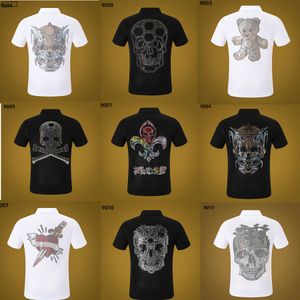 NY PP MEN POLO SHIRT SOMMER SKULL DIAMOND PHILLIP PLAIN SHORT SLEEVE DESIGNER T SHIRT HARAJUKU TEE Märke Skulls Print Tops Streetwear FP187