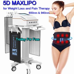 5D Maxlipo Light Lipolaser Slim Maschine Nicht-invasives Fett Reduzieren Sie Gewicht, dünne Taille, lindern Sie Schmerzen Infrarot-LED-Schönheitsausrüstung mit 5 Lipo-Laser-Pads