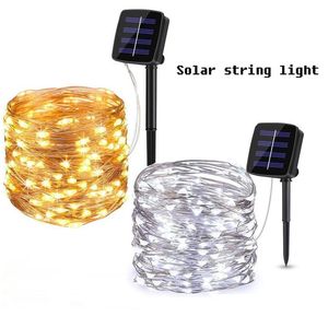 LED Strings Güneş Dize Işıkları Peri Aydınlatma Bakır Tel 8 Mod Dış Şerit Dahi Lamba Veranda Kapısı Yard Partisi Noel Dr Dh9xo