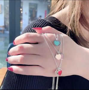 925 Sterling Silver Necklace Netlaces Netlaces Female مجوهرات رائعة Tiffanybead Classic and Co Blue Heart Quality Bracelet Tiffanyjewelry