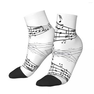 Erkek Socks Treble Clef ve Notlar Kısa Eşsiz Nefes Altındaki Yetişkin Ayak Bileği