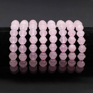 Strand får 10 mm Rose Quartz UFO -pärlor Stretch Armband Friend Gifte Graduation Souvenir