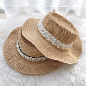 Wide Brim Hats &Dolphin Designer Fashion Women Raffia Straw Hat Summer Beach Sun Black White Pear Ribbon Cap Foldable Flat261P