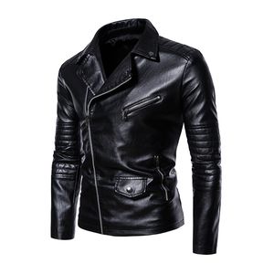 Herren Leder Faux Jacket Spring- und Herbststand Halsband Biker lässig Windproof Slim Fit PU -Kleidung 2023 230912