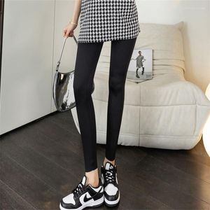 Kvinnors byxor gravida 2023 Autumn Winter Versatile Leggings Fleece Trousers Strängs Moderskap Yoga Legging Nine Cent