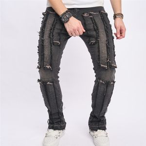 Jeans da uomo Retro Casual Uomo Europa Stati Uniti Trend SlimFit High Street Pantaloni a zampa d'elefante neri 230914