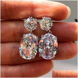 Charm Fashion Water Drop Stud örhängen Zircon Stone Diamond Ear Rings for Women Crystal Bridal Jewelry Gift Will and Sandy Delivery Dhlva