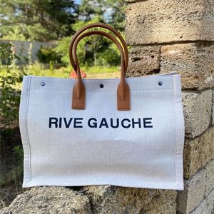 女性用のホットファッションハンドバッグRive Gauche Toteショッピングバッグハンドバッグトップバッグリネン