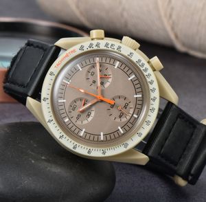 Womens Watch quartz movement watches Quarz Chronograph Mens Watch Mission Mercury Nylon Watches High Quality Luminous Leather Strap Wristwatches With Box