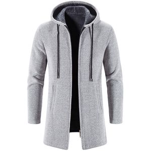 Jaquetas masculinas suéteres casaco outono inverno quente zíper médio longo cardigan homem casual malhas sweatercoat roupas masculinas 230914