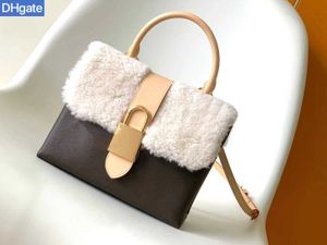 Luxury Brand Cross Body LOCKY BB Shoulder Bags cream colored shearling handbags Lock Postman Bag Women ORIGNAL Real Leather Portable Female Purse Crossb