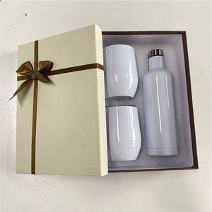 white blank sublimation 12oz 17oz Christmas gift party 304 stainless steel double walled vacuum insulated thermos wine growler bottle