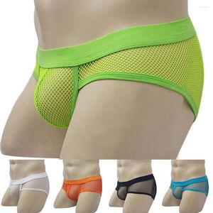 Mutande Slip bikini da uomo traspiranti trasparenti in rete trasparente di alta qualità da uomo sexy Biancheria intima comoda verde