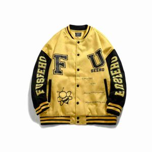 Abbigliamento da uomo alla moda, abito da baseball ricamato di marca americana alla moda, top autunnale, giacca da strada stile bf, ampia e versatile, casual