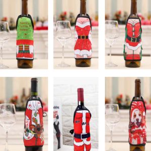 Red Wine Bottle Cover Beer Bottles Champagne Covers Christmas Party Table Decor Mini Xmas Festival Apron Santa Gift Packing Decora 914