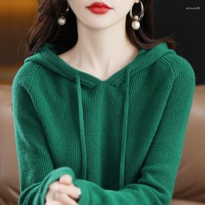 Kobiety swetry jesień i zima 2023 luźna moda z kapturem zagęszczona ciepła pullover europejska amerykańska top w stylu amerykańskim