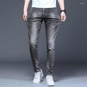 Men's Jeans Spring Autumn Polished Denim Washed Male Stretch Grey Korean Fashion Luxury Slim Work Wear Men Clothes Hip-hop Pa2994