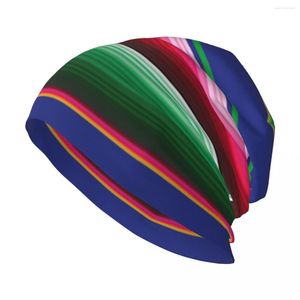 Berets Novel Colorful Blanket Stripes Stylish Stretch Knit Slouchy Beanie Cap Multifunction Skull Hat For Men Women