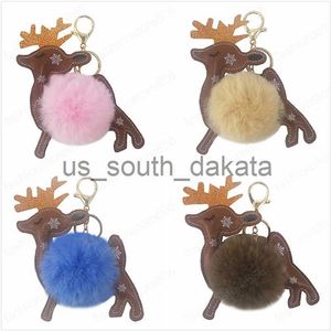 Key Rings Fluffy Ball Key Ring Pom Poms Keychain Faux Rabbit Fur Pompom Keyring for Girls Women Accessories x0914