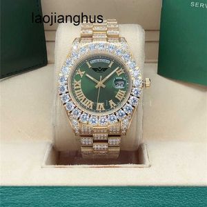 Diamond Watch Womens Watches Full Diamond Watch 218238 Big Diamond Bezel 43mm Roman Dial Yellow Gold Men Mens 2813 Automatiska mekaniska klockor armbandsur Green Dai