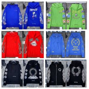 Moda de luxo jaquetas masculinas designer zíper sweatshirts cromoes coração ferradura cruz impressão marca ch hoodies mulheres casaco casual pulôver solto suéter jaqueta z6