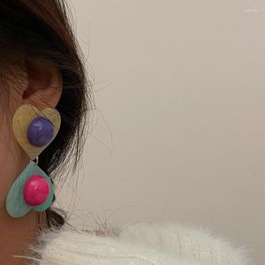 Baumeln Ohrringe Korea Mode Big Hit Farbe Herz Tropfen Für Frauen Mädchen Vintage Übertreibung Harz Schmuck Schmuckstücke