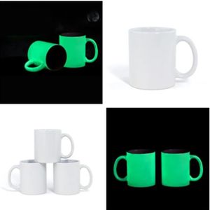 Sublimation Blank Luminous Mug Personalized Heat Transfer Ceramic Mug Glow In The Dark 11oz White Water Cup FY5373 914