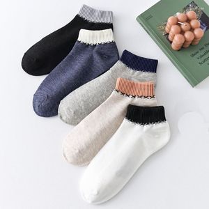 Men's Socks 5Pairs High Quality Men Ankle Breathable Cotton Sports Splicing Casual Athletic Summer Thin Cut Short Sokken ES38-45