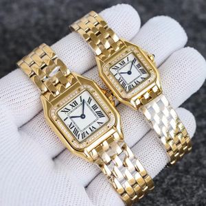 fashion womens tank watch couple watches high quality panthere 27mm square lady watch gift Classic Waterproof Sports montre luxe Gold Silver color Never fade