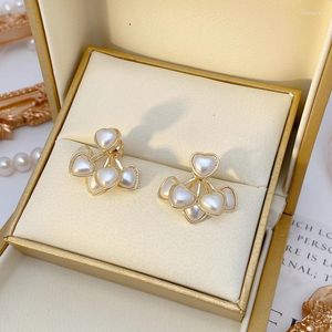 Dangle Earrings MENGJIQIAO Korean Elegant Cute Heart Pearl Drop For Women Girls Sweet After Hanging Pendientes Party Jewelry Gifts