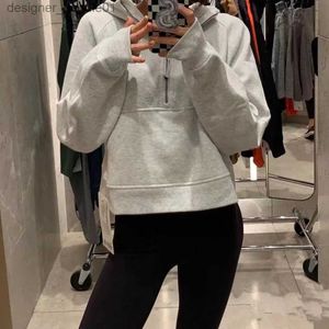 Kadın Trailtsuits Yarım Zip kapüşonlu kadın yoga takım elbise tasarımcısı kapüşonlu sweatshirt bayan spor salonu spor giyim açık hava sporları koşu kapüşonlu kalın uzun boy