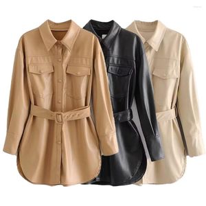 Women's Leather Faux Jackets With Fleece Lining Brown Black Khaki Fall Winter Warm Coats Chic Lady Female Clothing