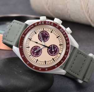 Laxury Watch Designer Lady Quartz Hareketi İçin Akıllı Saat Kayışı Saatler Quarz Chronograph Mission Mercury Naylon Luminous Deri Kayış Kol saatleri Kutu