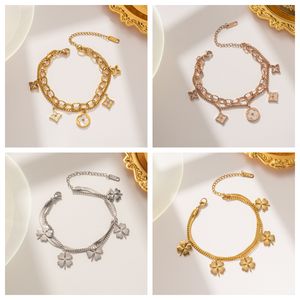 Classic Fashion Rose Gold Four-Clover Bracelet Designer Female simple light luxury hand ornaments titanium bracelet