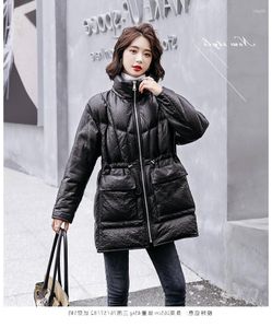 Jaqueta de couro feminina 2023 genuíno, casaco de pele de carneiro coreano feminino 90% pato branco jaquetas de inverno parkas femme veste
