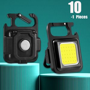 10 pz/5 pz/2 pz Mini Torce LED Torcia Portachiavi Luce Multifunzionale Portatile COB Torce da campeggio Ricarica USB Luci da lavoro Lanterna da pesca