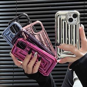 Cell Phone Cases Electroplated solid color luggage suitable for 15 phone case Cool Couple 3D J230914